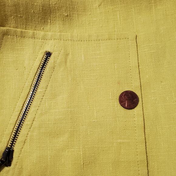 Akris Punto 100% Linen Yellow Roll Tab Short Sleeve Blazer Jacket Womens Size 12 - Picture 8 of 13